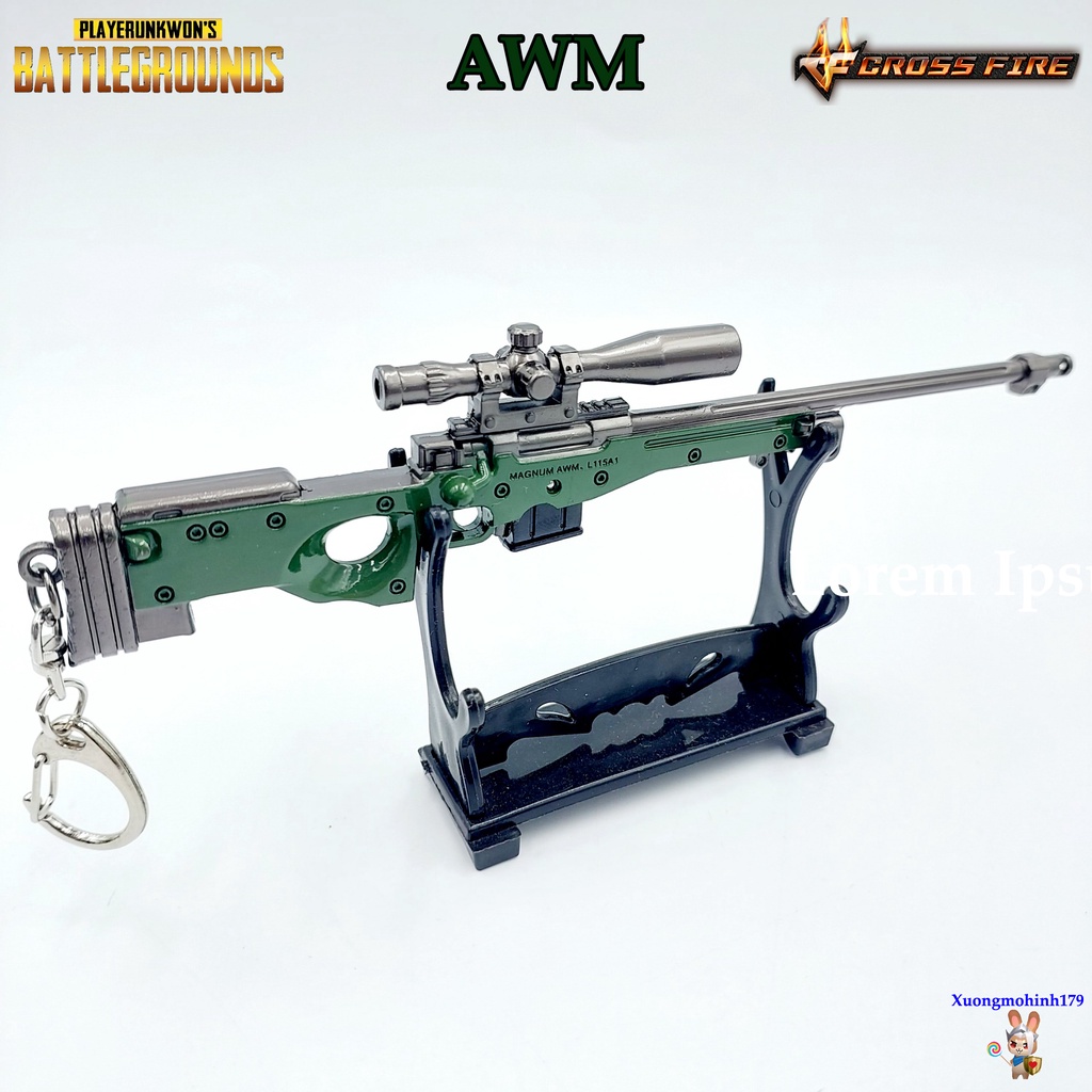 Mô hình sưu tầm AWM Sniper Đột Kích PUBG hợp kim 17cm kèm kệ trưng bày