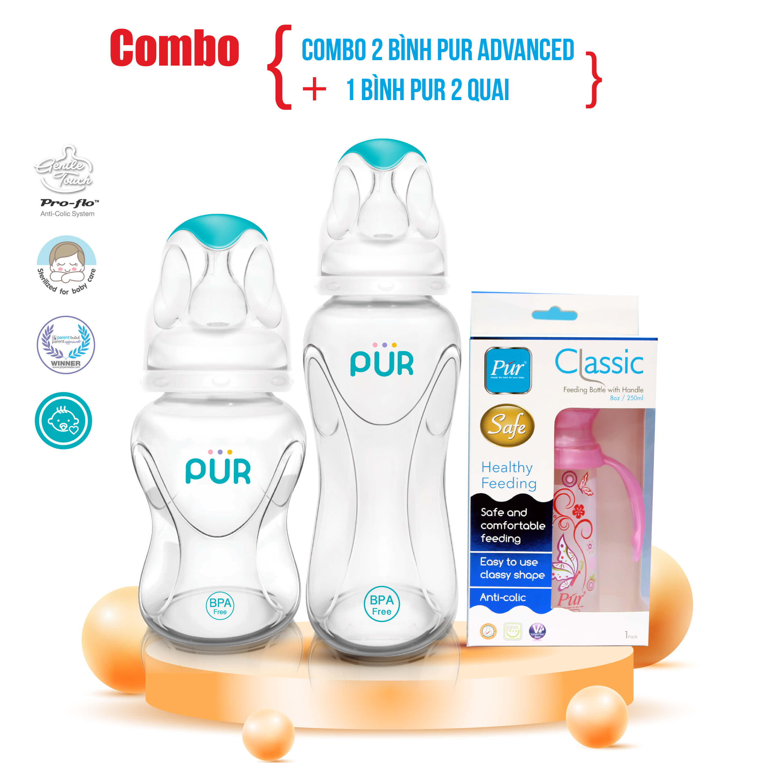 Combo 2 bình Pur Advanced + bình Pur 2 quai