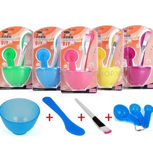 Bộ chén cọ 6 món pha mặt nạ bột, pha kem, trộn kem