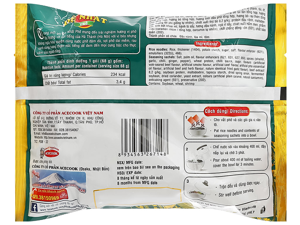 Phở bò tái lăn Đệ Nhất gói 68g