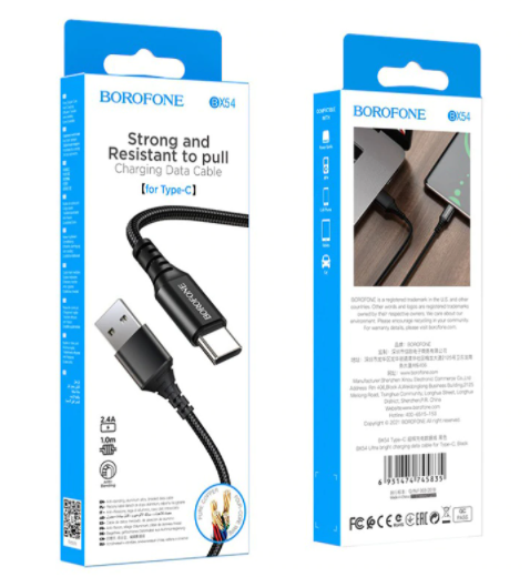 Cáp sạc dây dù Borofone BX54 Type C 2.4A  dài 1m