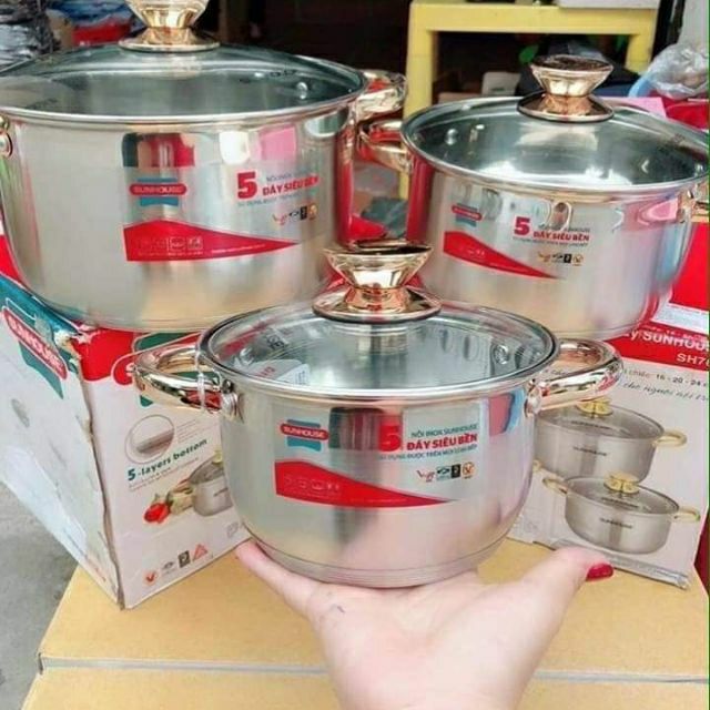 NỒI SUNHOUSE 5 ĐÁY 24CM