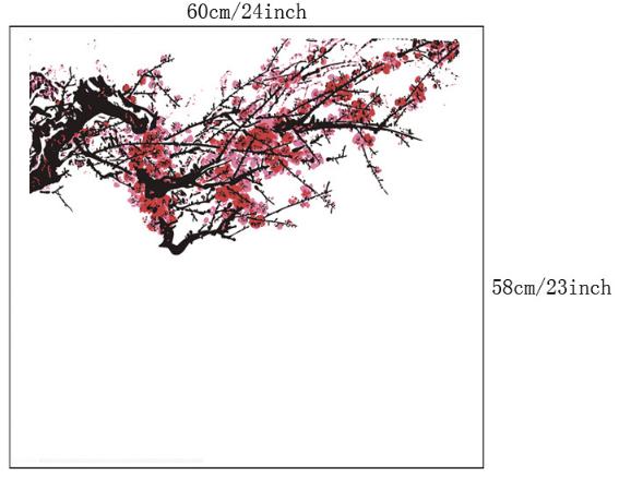 [HCM]Decal Trang Kính Cao Cấp - Cành đào đỏ ( 60x58 )-DK7055