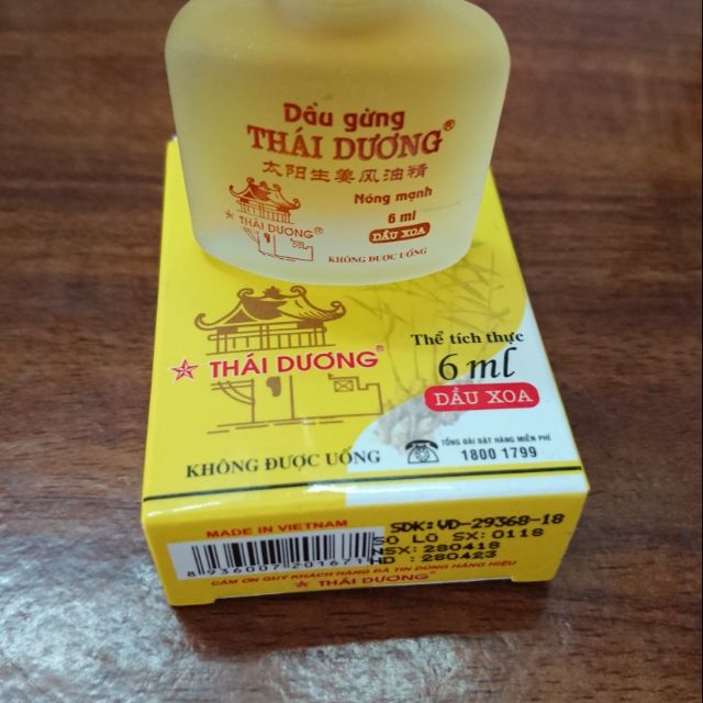 Dầu gừng Thái Dương chai 6ml