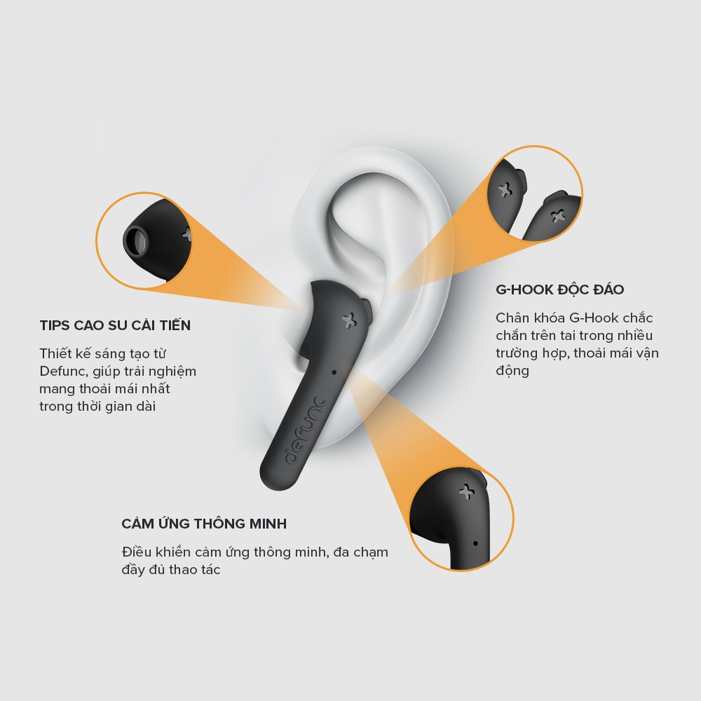 [FreeshipMAX] Tai Nghe Bluetooth Không Dây True Wireless Defunc True Basic BT 5.2, Cảm Ứng, Kháng Nước IPX4, Pin Lên Đến 22H, Màu Sắc Thời Trang - Chính Hãng ?Bảo Hành 12 Tháng
