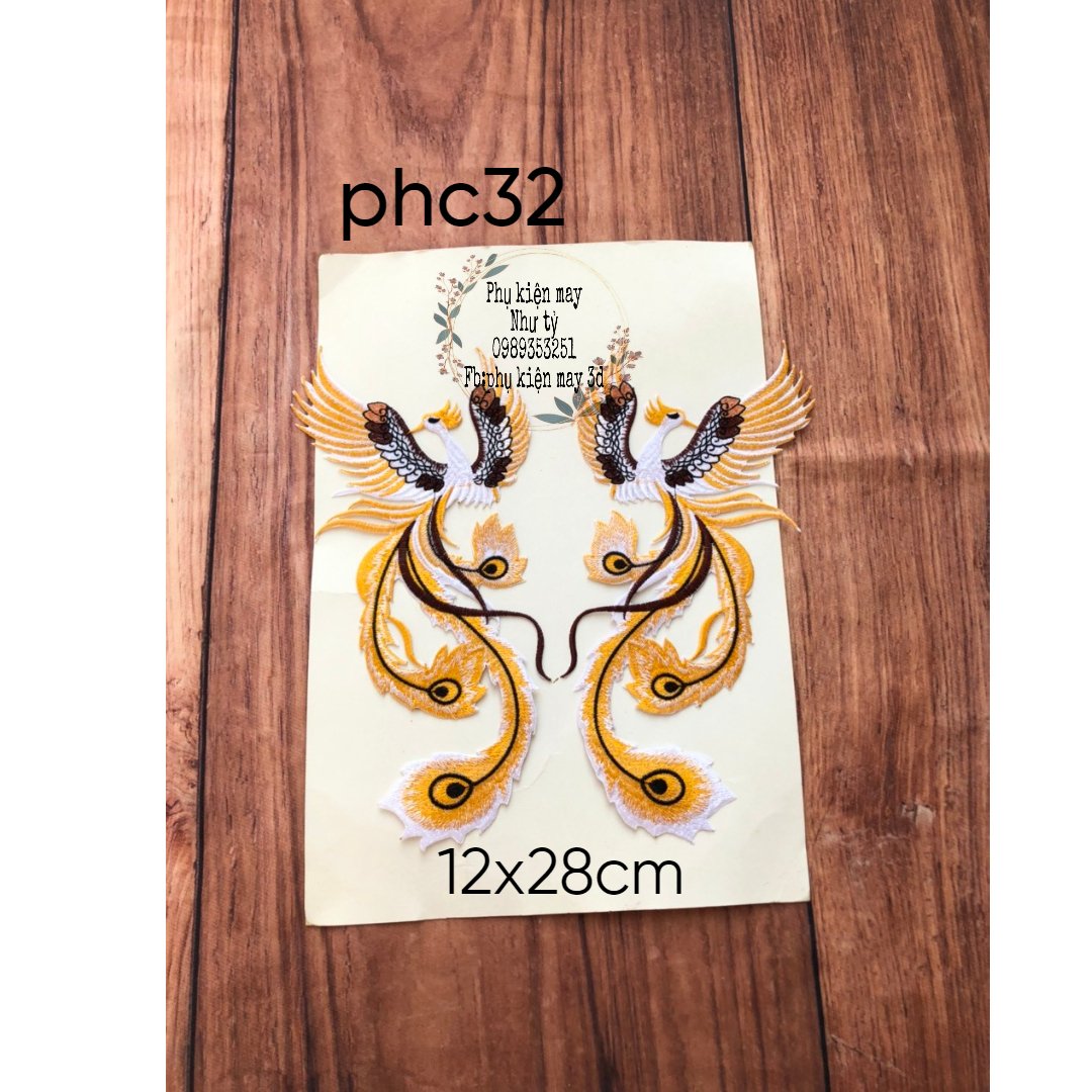 cặp ren thêu phượng trang trí