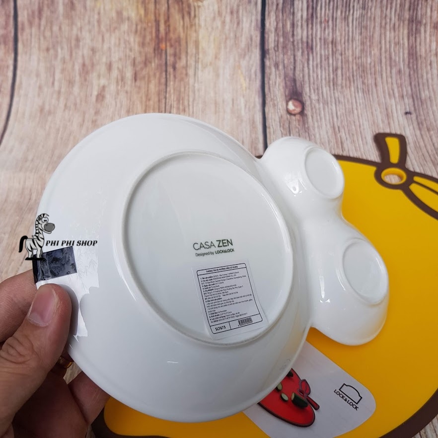 Dĩa sứ Procelain trắng 3 ngăn Lock&Lock Casa Zen SLT673