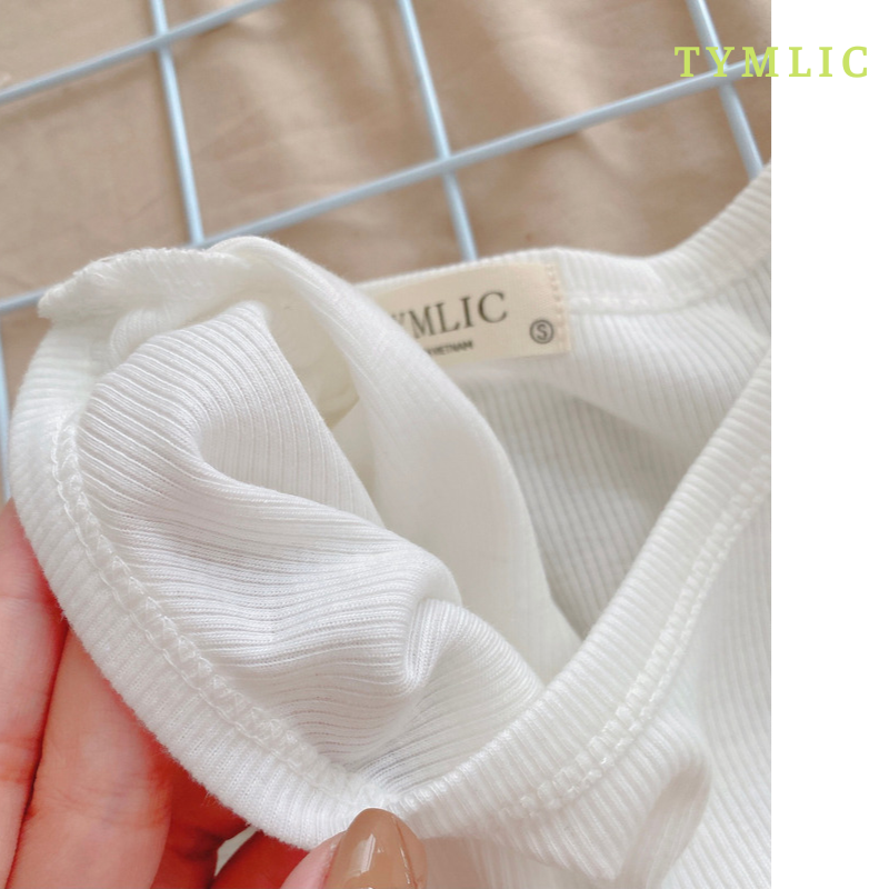 Áo Pull Gân Cổ Tròn Croptop 5 Màu TYMLIC
