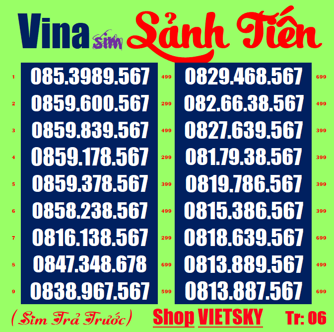 Sim số đẹp vinaphone list 06.07.08, sim chưa đăng kí, chưa kích hoạt, sim vinaphone phủ sóng toàn quốc | simsodep vietsky