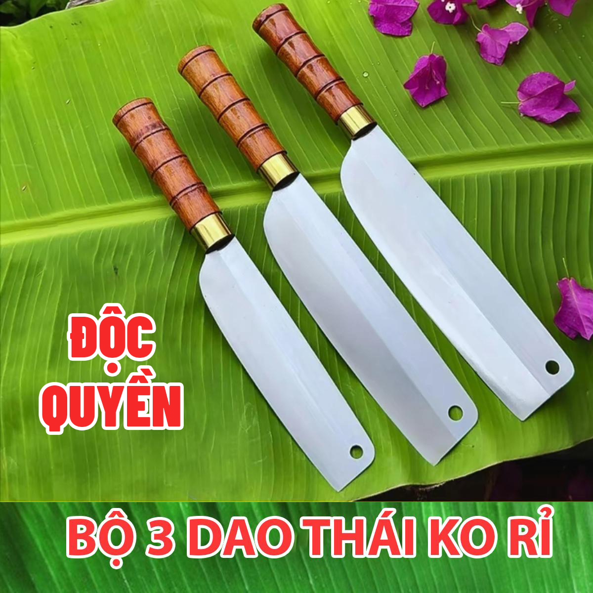 Bộ 3 Dao thái thép trắng không gỉ nhật