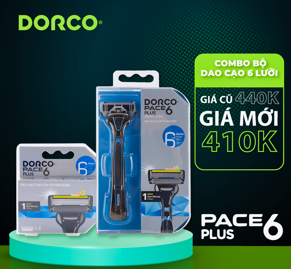 Bộ Dao Cạo và 4 Đầu Dao Thay Thế DORCO PACE 6 Plus