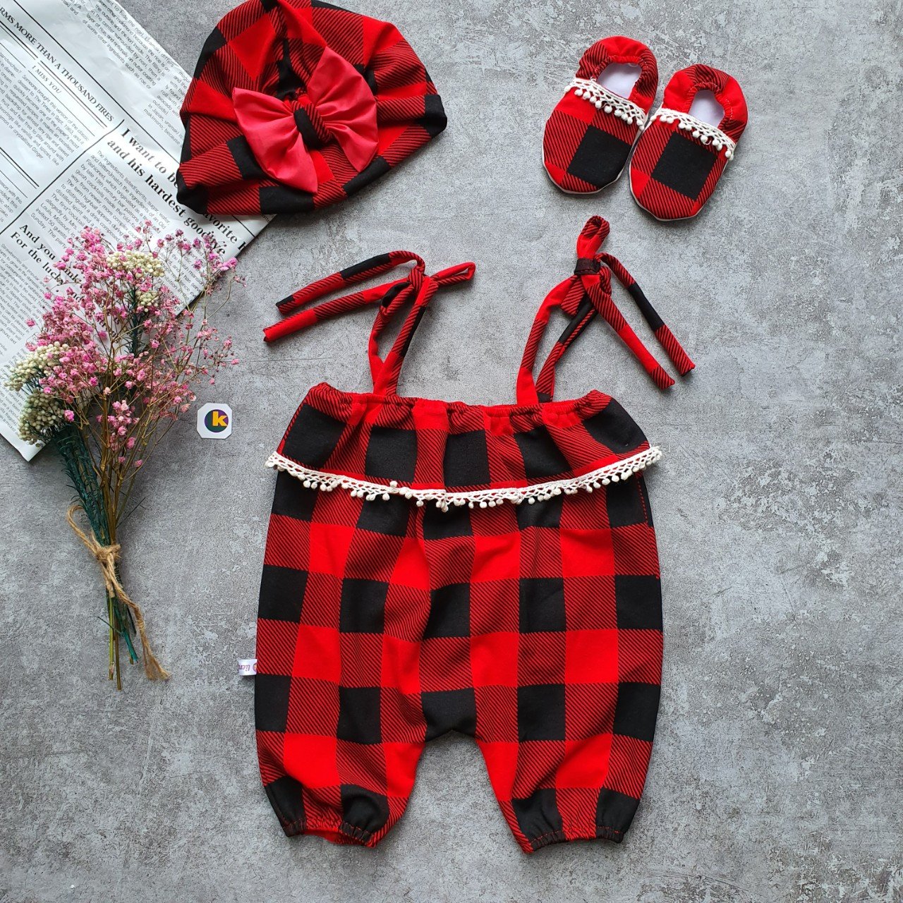 [HCM]SÉT BODY ĐỎ SỌC 3 MÓN NONSTUBAN GIÀY BODY