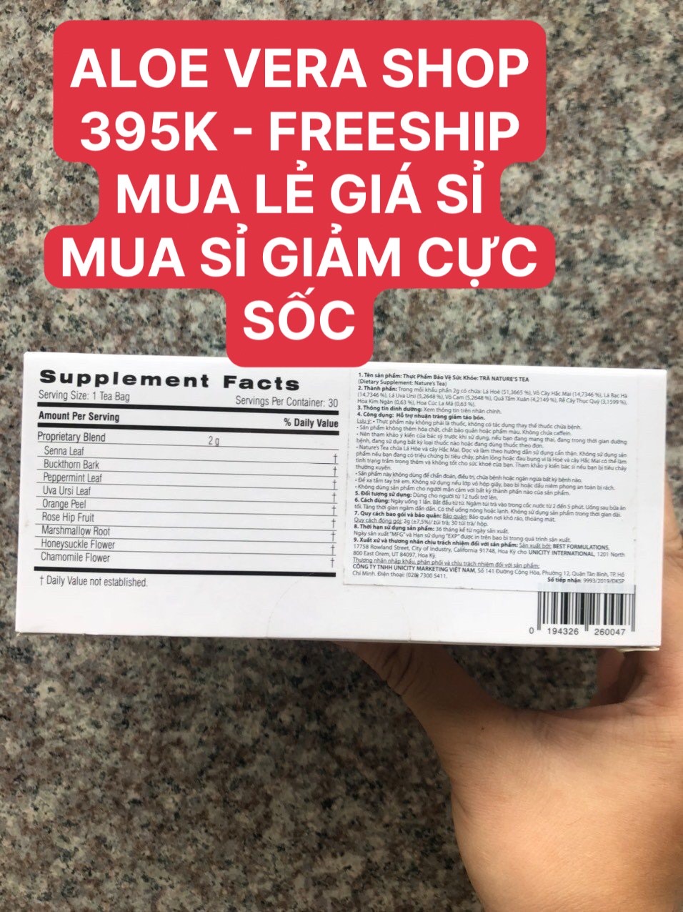 (410k)Trà Thải Độc Ruột Nature's Tea Uni (hộp 30 gói)