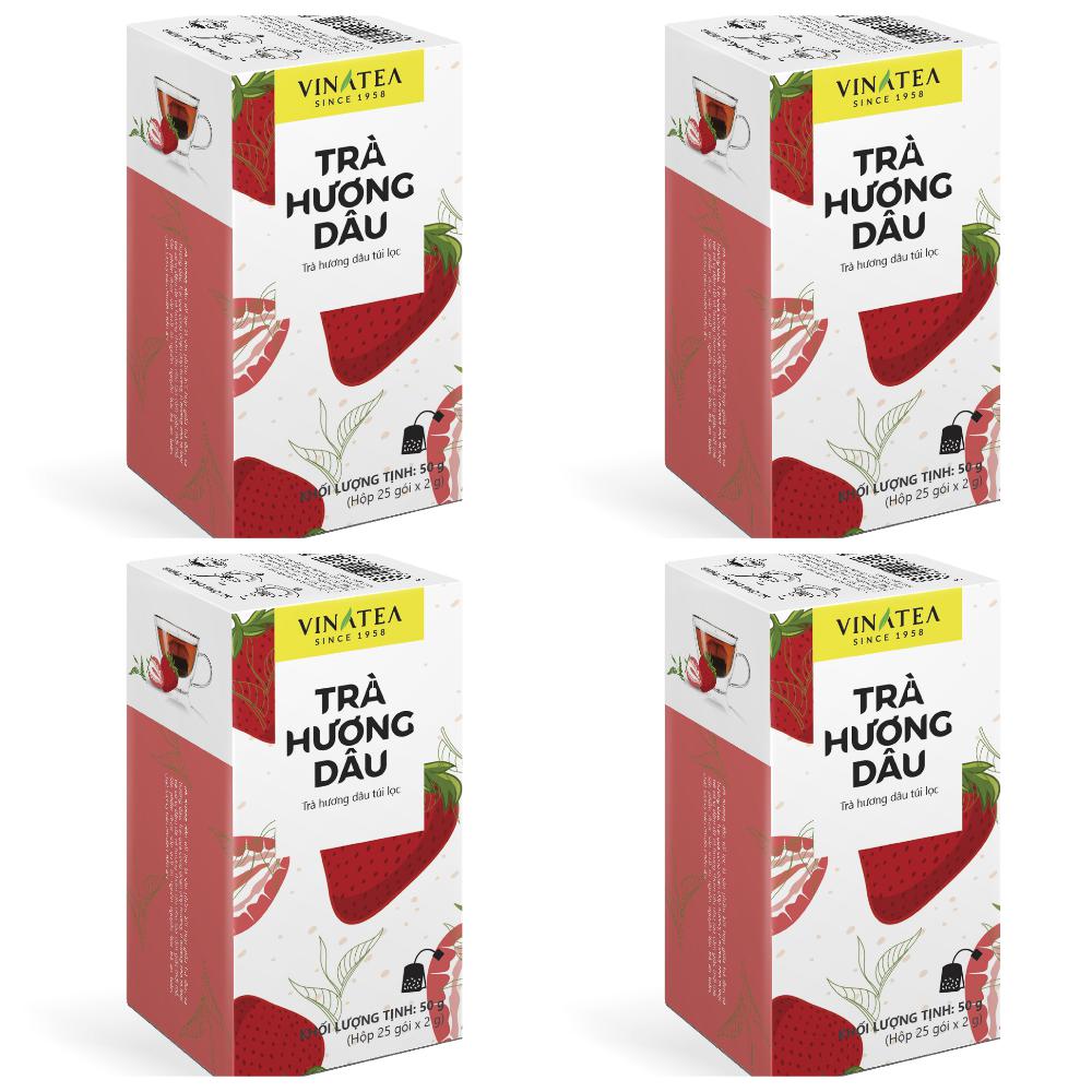 [HCM]Combo 04 hộp trà dâu (25 túi lọc/hộp)