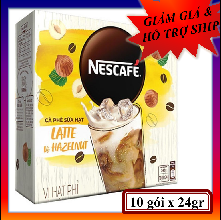 Cà phê hòa tan NESCAFÉ Latte Sữa Hạt Vị Hạt Phỉ (Hộp 10 gói x 24g) Date 31/07/2021