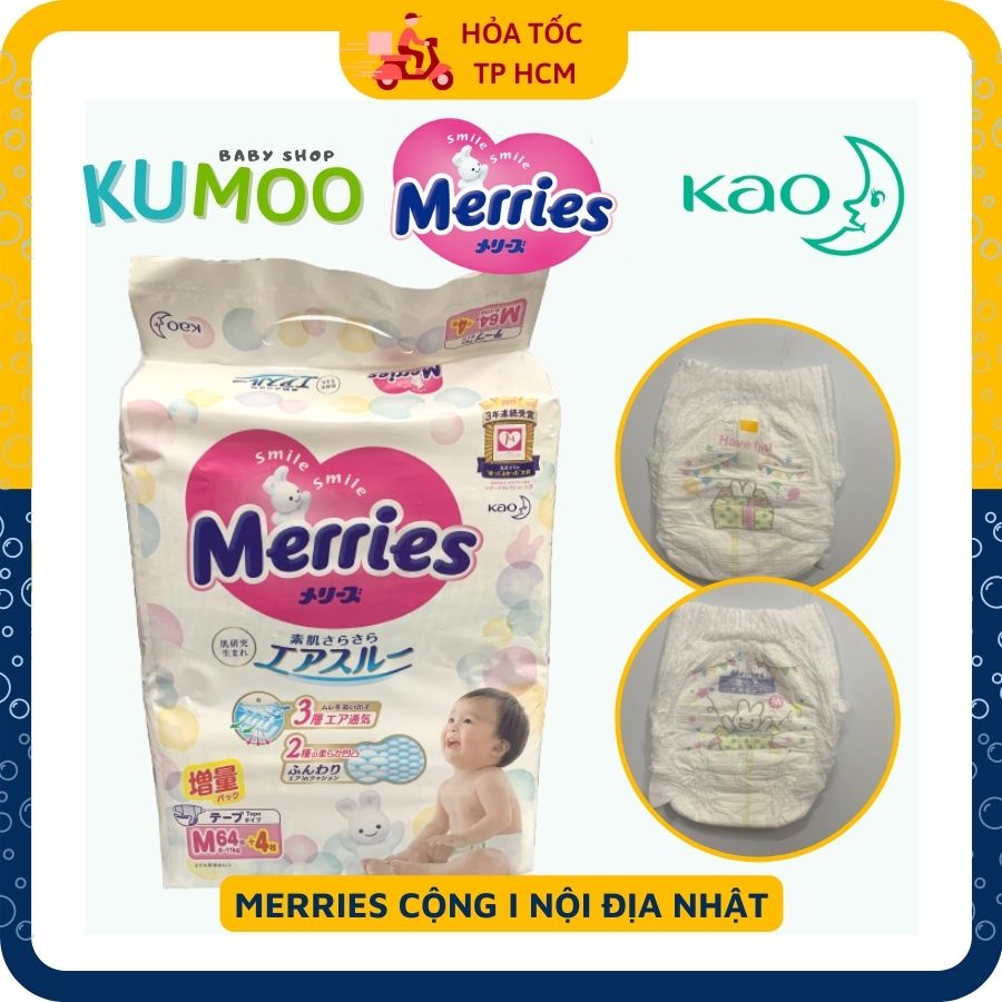 Tã Bỉm Dán Merries Cộng Miếng Đủ Size NB/S/M