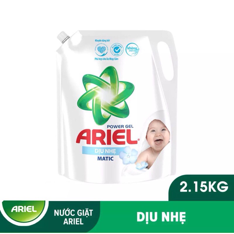 NƯỚC GIẶT ARIEL DỊU NHẸ MỚI TÚI 2.15KG VÀ 3,25KG