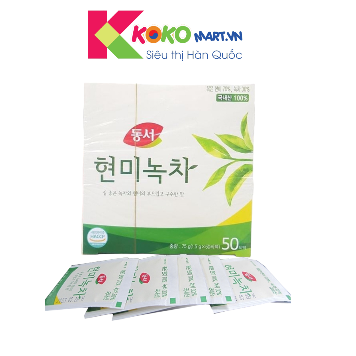 Trà Xanh Gạo Lức Hộp 50 Túi Lọc Hàn Quốc