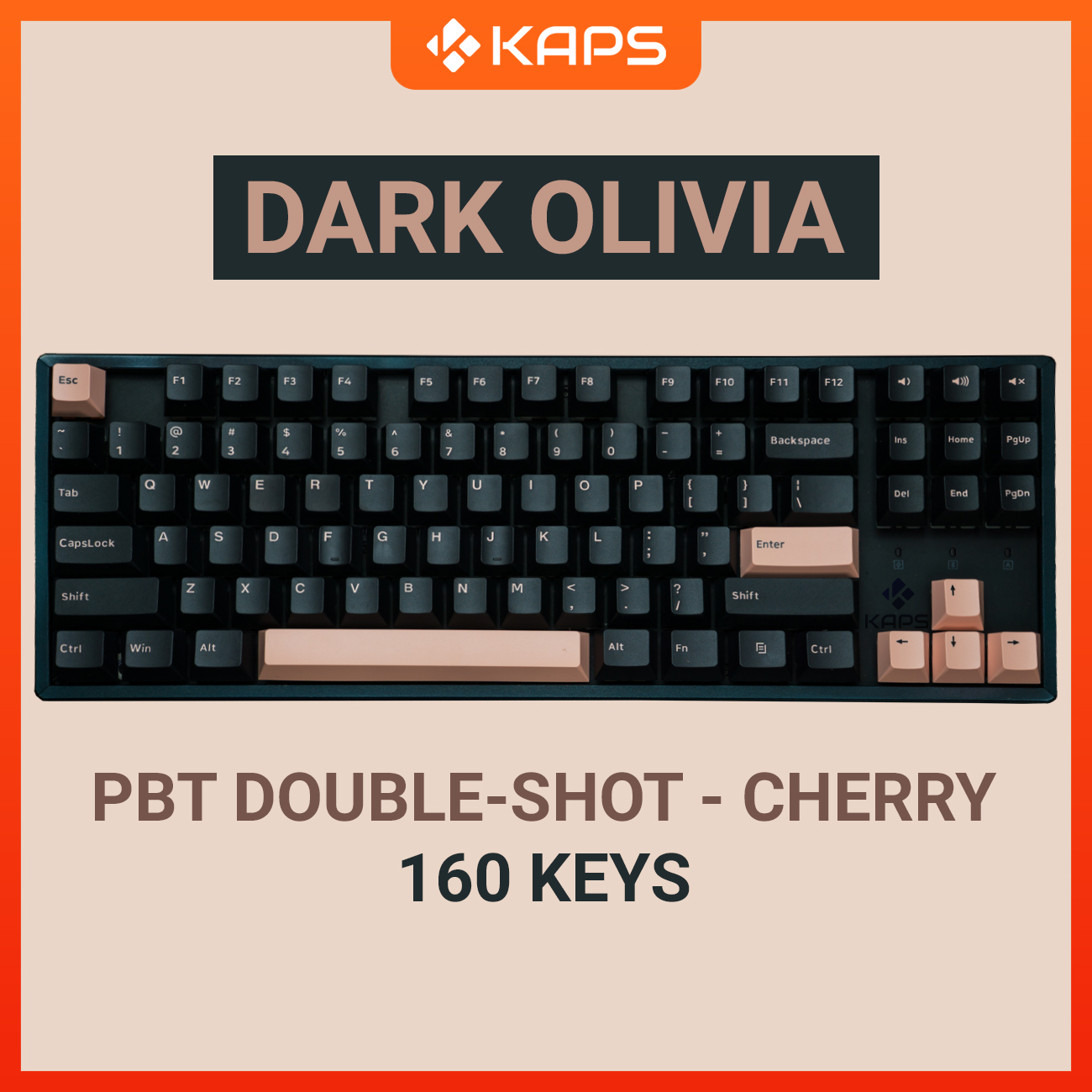 Keycap Dark Olivia PBT profile CHERRY in double-shot 160 nút cho bàn phím cơ layout 108/104/98/87/84/75/68/64/61