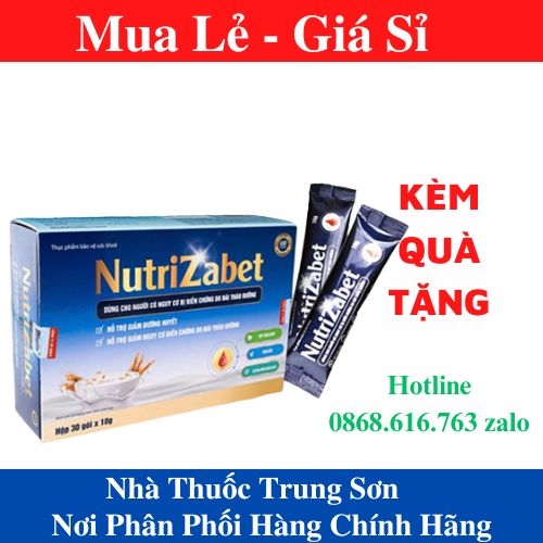 Sữa nutrizabet – hộp 30 gói - ngũ cốc dinh dưỡng cho người tiểu đường, hỗ trợ giảm đường huyết - trung sơn pharma