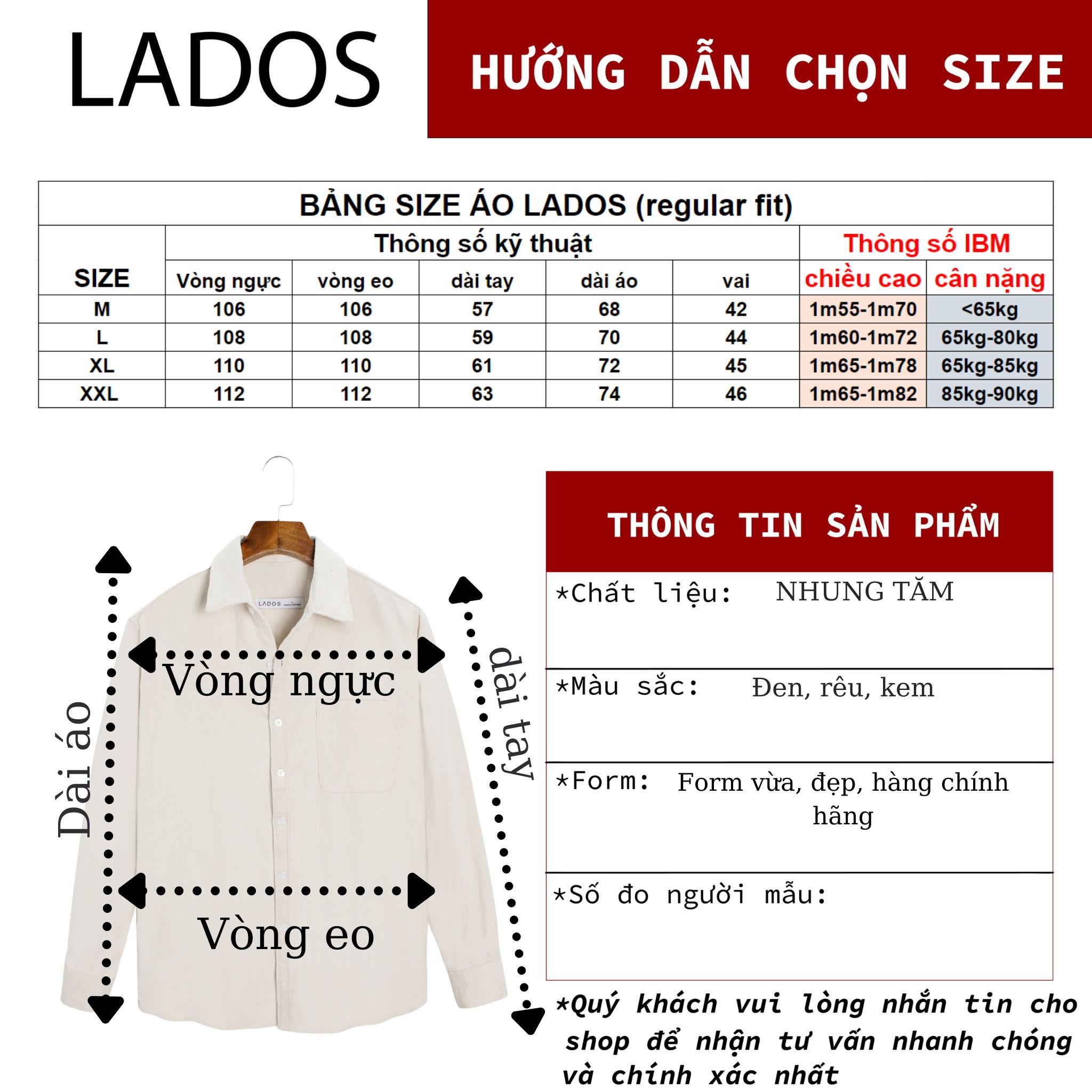 Áo sơ mi khoác tay dài nam nhung tăm form đứng  Lados - 18111 trẻ trung, dễ phối đồ, Hàn Quốc