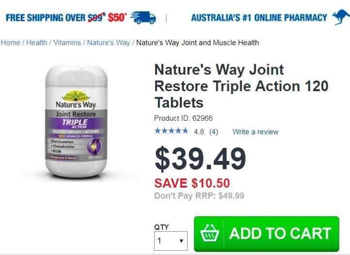 Viên Uống Hỗ Trợ Xương Khớp Nature's Way JOINT RESTORE TRIPLE ACTION