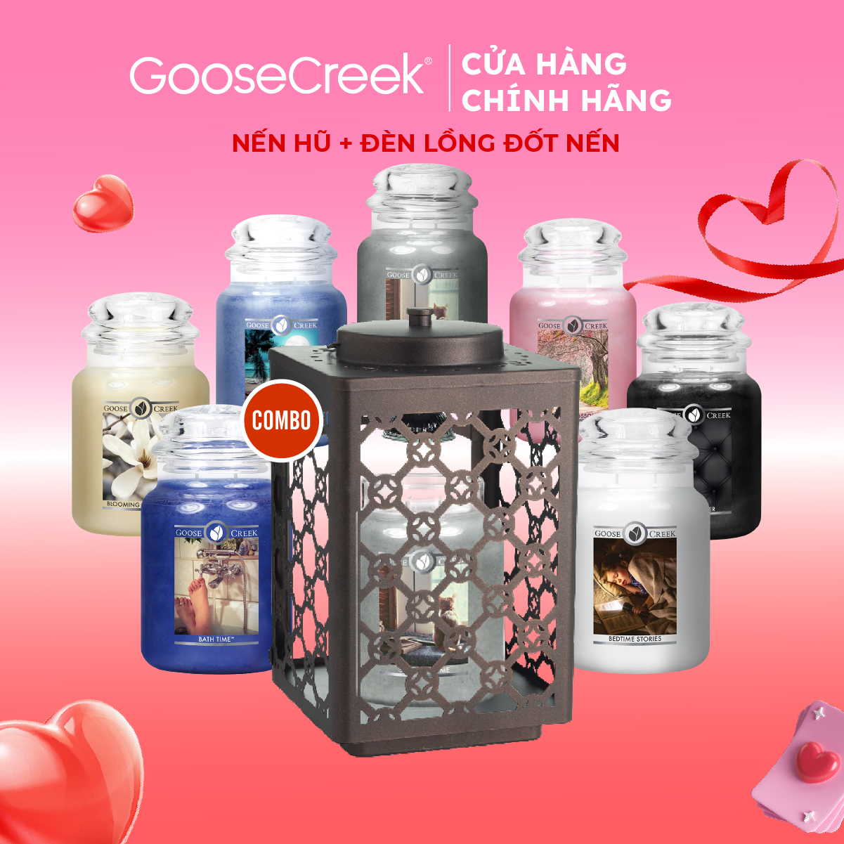 Combo Đèn Lồng Đốt Nến & Nến hũ Goose Creek 680g