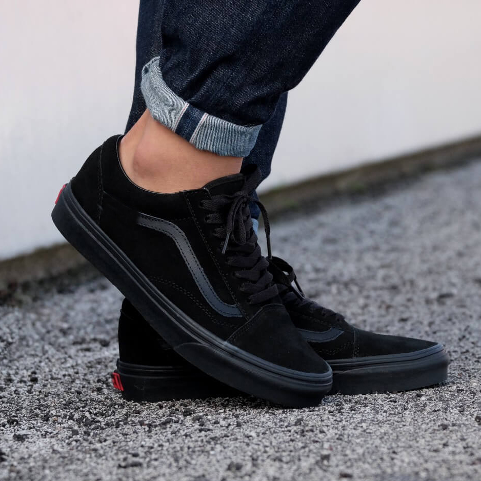 [HCM]Giày Sneaker Cổ Thấp Vs Nam Màu Full Đen