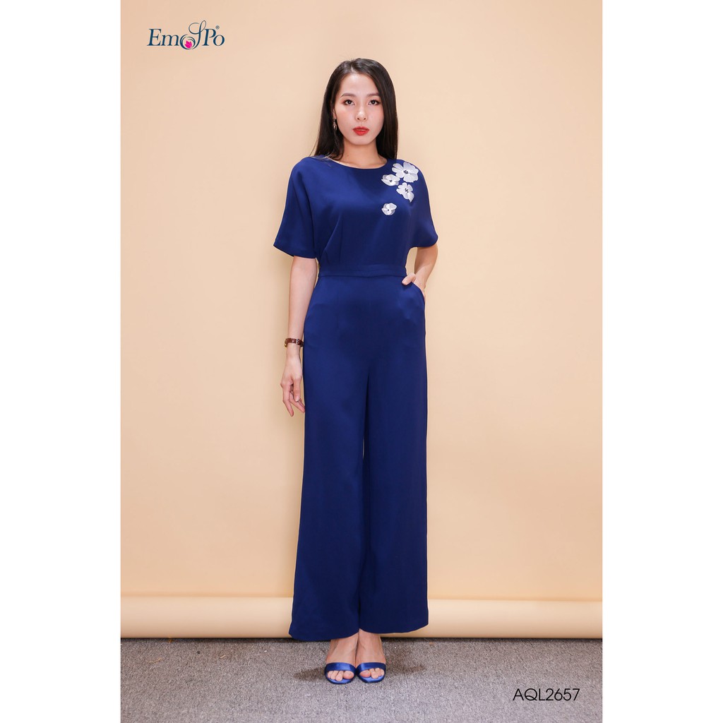 Áo jumpsuit cổ tròn, áo cánh dơi, ống suông emspo aql2657
