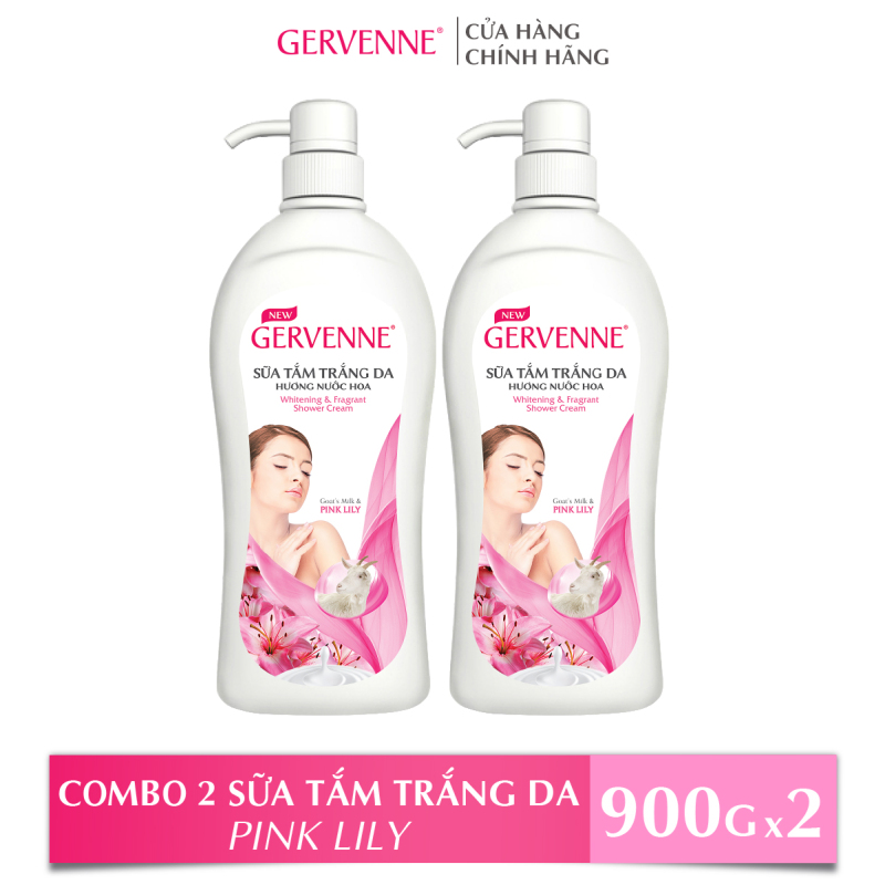 Gervenne Combo 2 Sữa tắm Trắng da Hương nước hoa Pink Lily (900g/chai)