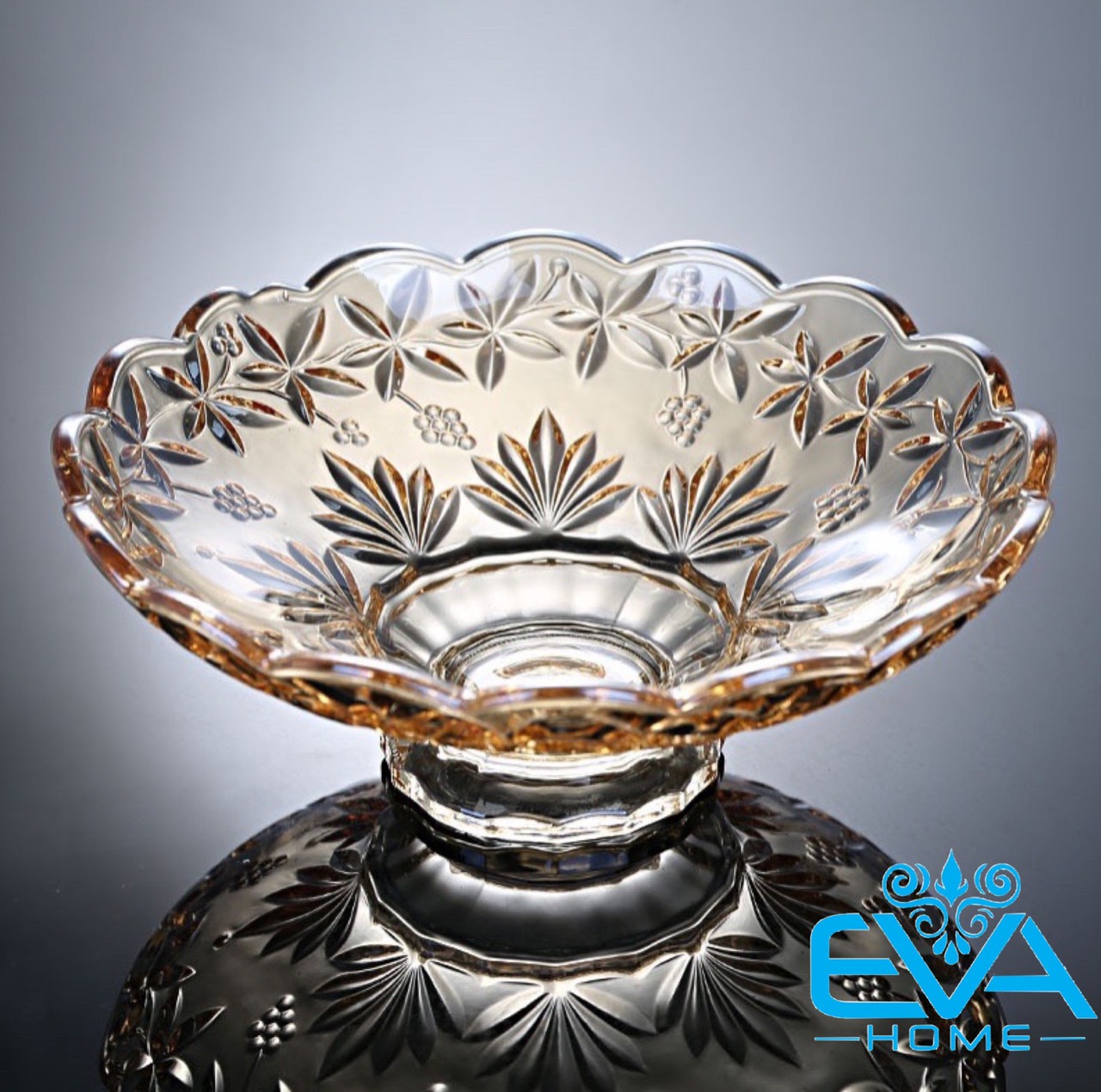 Đĩa Thuỷ Tinh Pha Lê Chân Cao Đựng Hoa Quả / Thố Mứt Tết / Khay Mâm Bông Thuỷ Tinh Cao Cấp 329 M3559