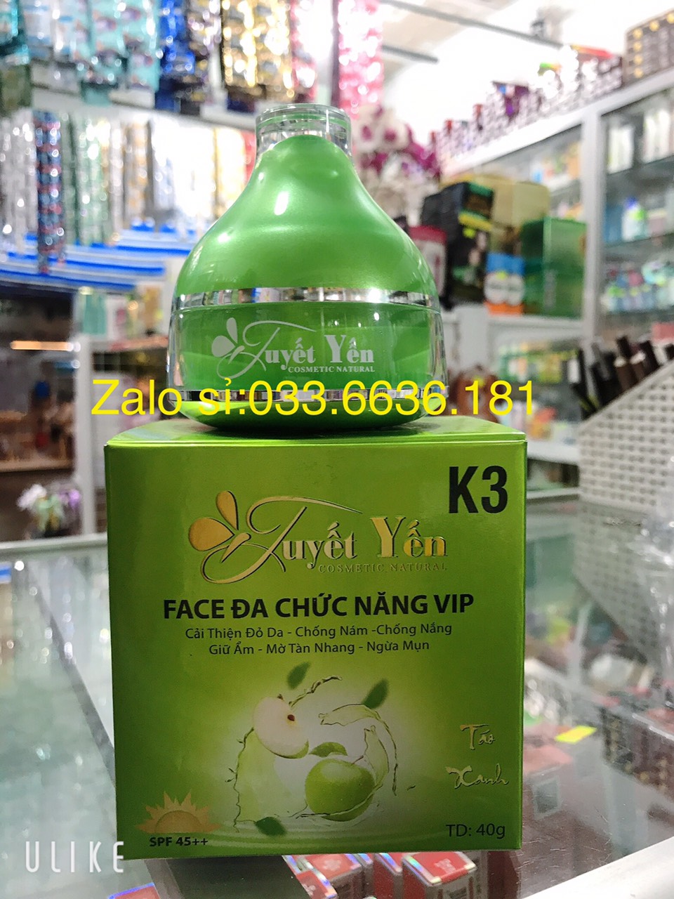 kem Tuyết Yến Vip K3 FACE ĐA CHỨC NĂNG chiết xuất từ táo xanh giúp cải thiện đỏ da-nám-chống nắng-giữ ẩm-ngừa mụn 40g