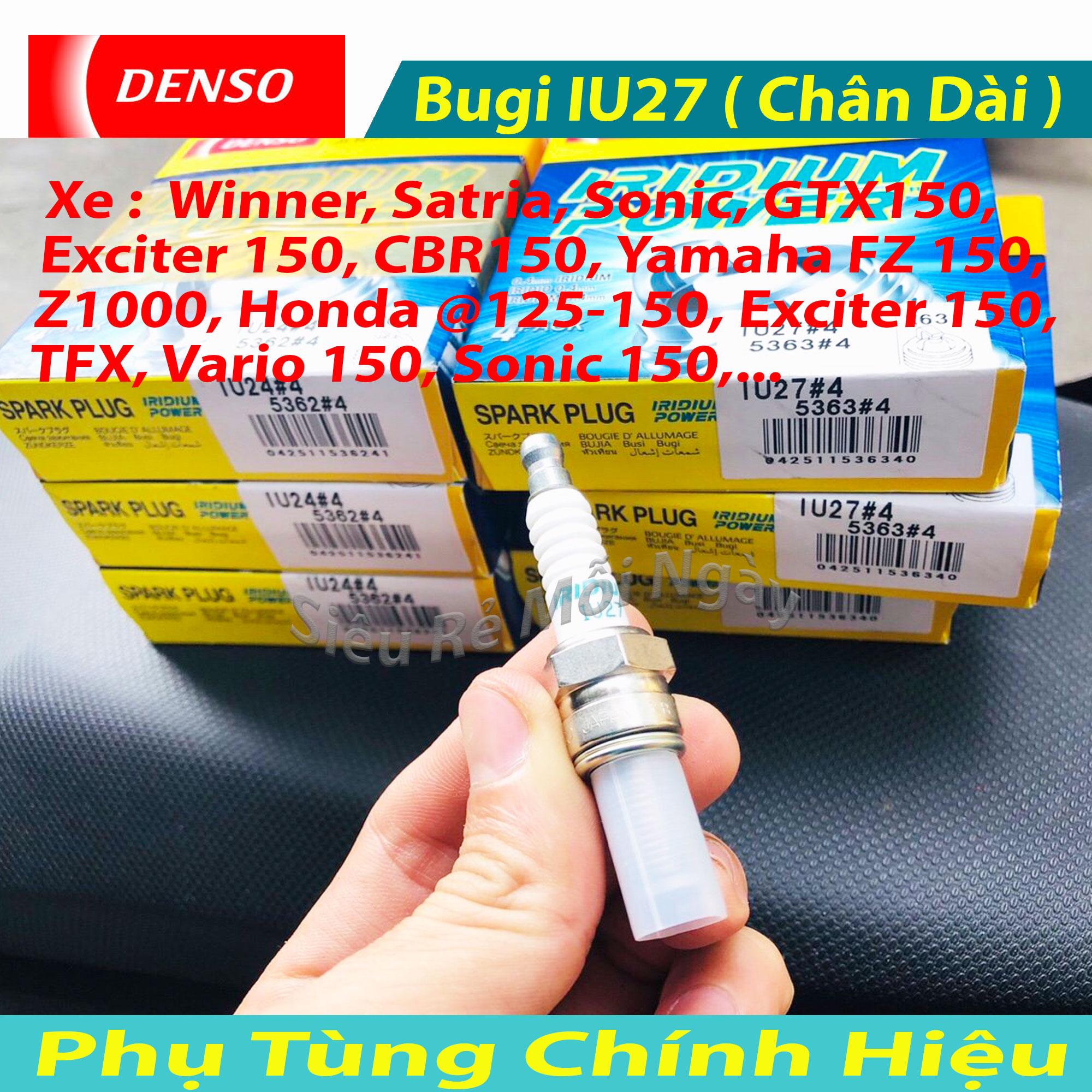 [HCM]Bugi Iridium Denso IU 27 Exciter 150 Winner Sonic Raider Fi ( Chân Dài )
