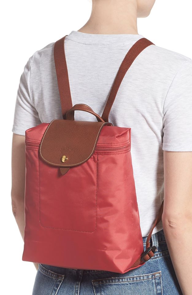 Balo Longchamp Le Pliage Backpack in Fig Màu hồng (hàng auth)