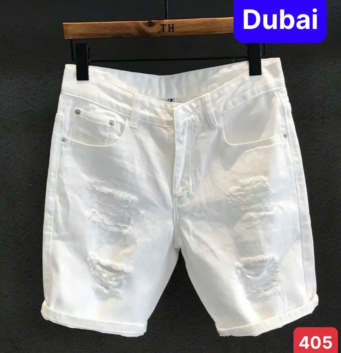QUẦN SỌT SHORT LỬNG JEAN NAM CHẤT BÒ ĐEN TRẮNG WASSH RÁCH THÊU ĐỘC ĐAO PHONG CÁCH CAO CẤP MỚI DB - DUBAI FASHION