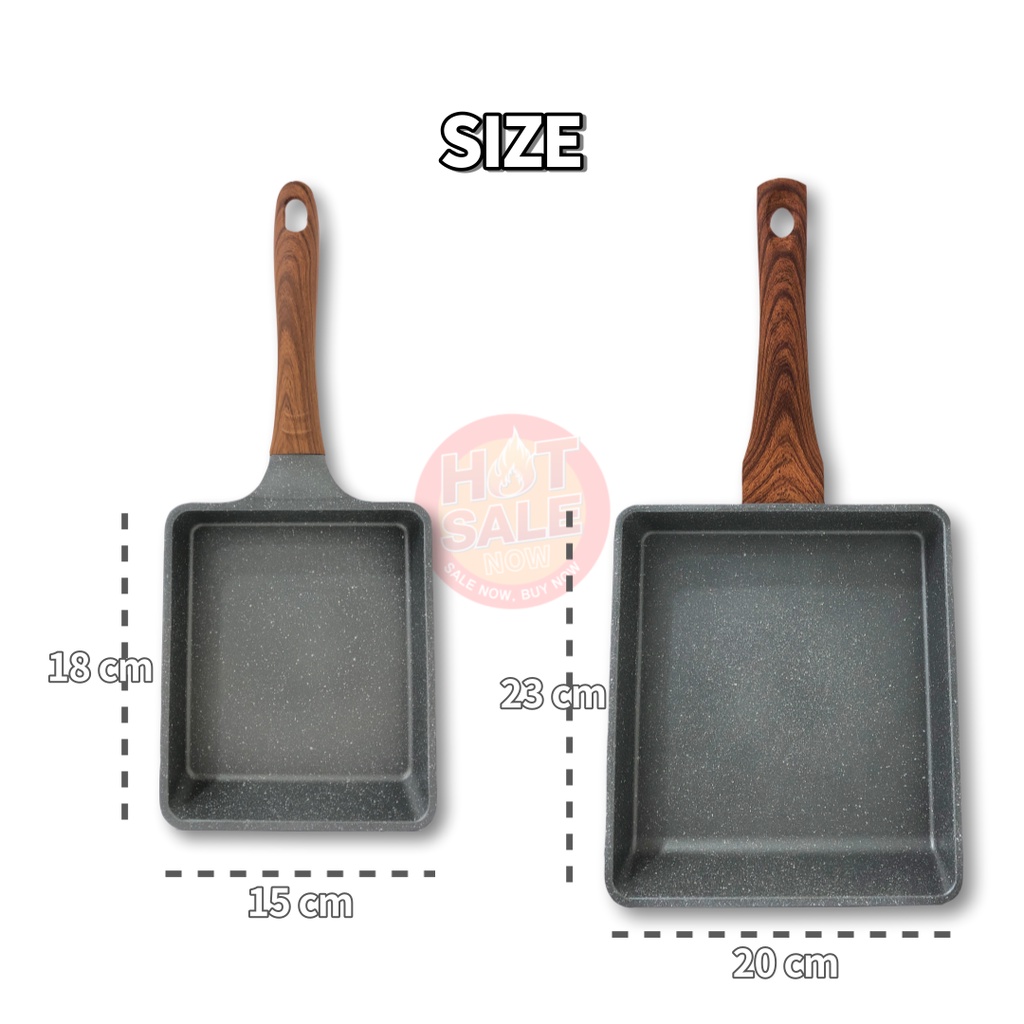 [Hàng chính hãng] Chảo vuông vân đá đáy từ Ceramic ECORAMIC Hàn Quốc