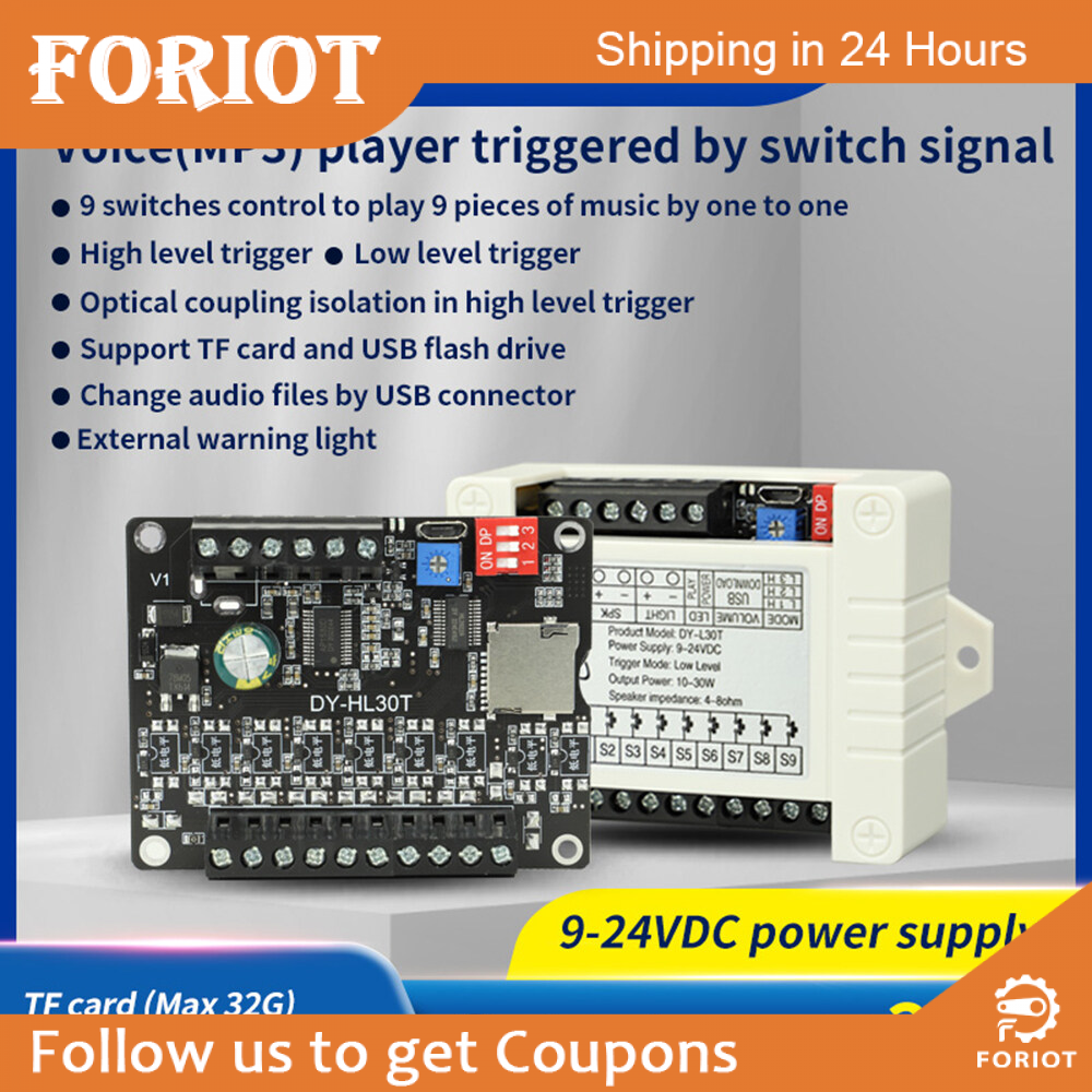 Foriot Shockley DC9-24V 30W Voice Playback Module MP3 Trigger Player Amplifier Board SD/TF Card for DIY Gift