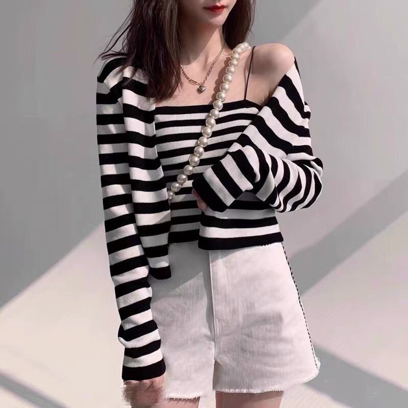 Set áo cardigan len tăm kèm áo 2 dây