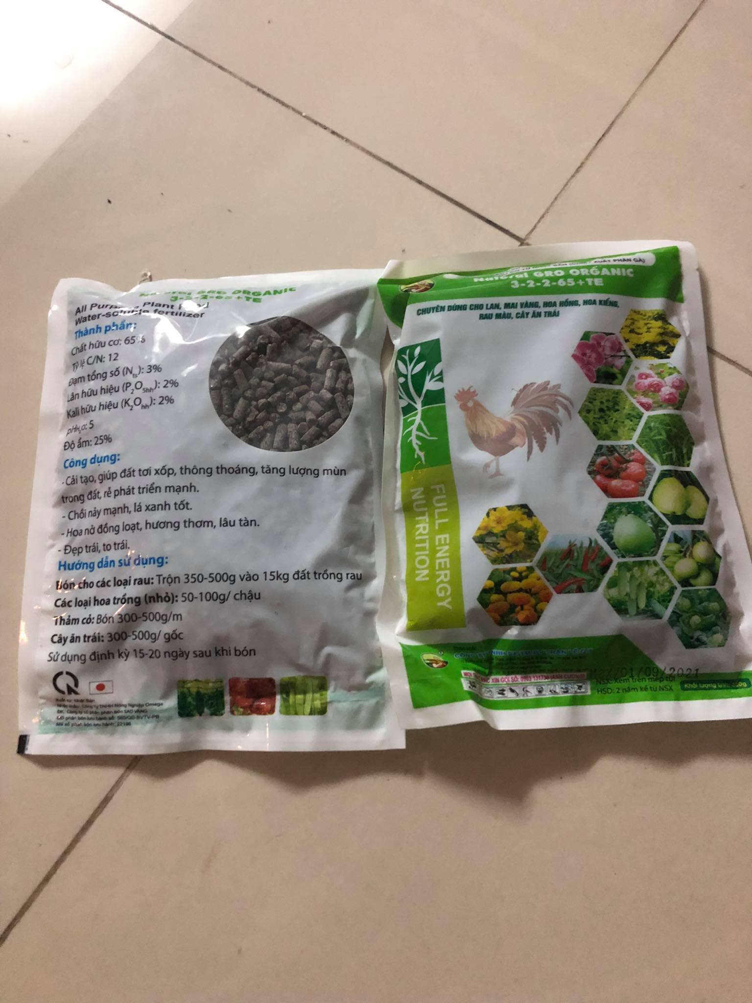 PHÂN GÀ NÉN VIÊN NHẬT 500 GRAM 1 GÓI