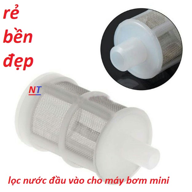 đầu lọc nước cho máy phun sương mini  (nối ống 8mm) - máy bơm mini - máy lọc nước | trõ lọc máy phun sương lắp vừa ống dây 8 -12 | Bộ lọc rác đầu hút máy phun sương dùng thả trong xô chậu