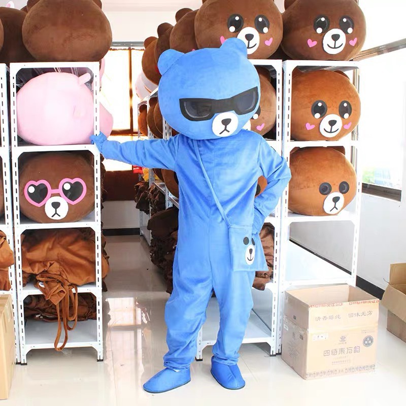 MASCOT BROWN GẤU LẦY MÀU XANH