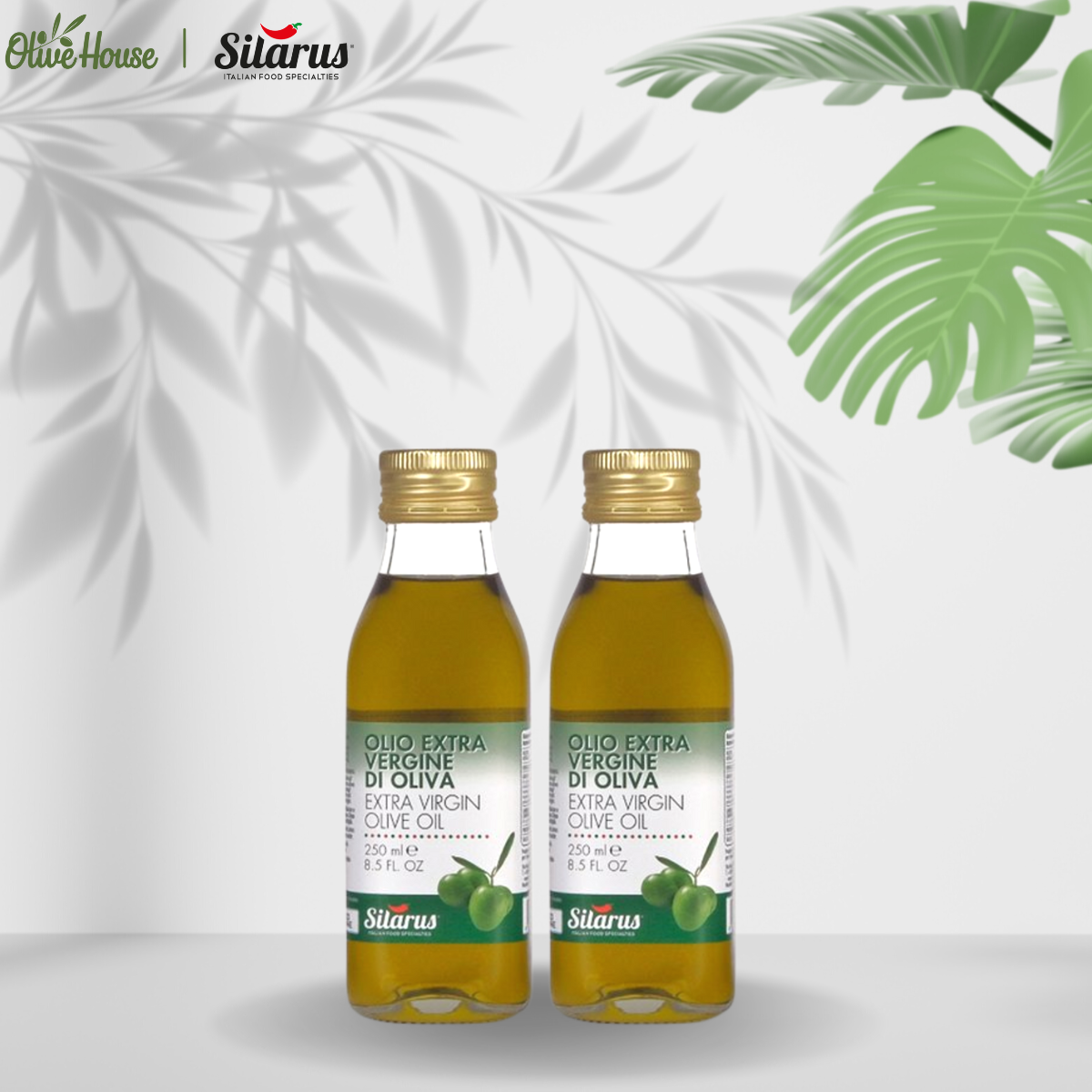 Combo - 2 chai dầu Olive nguyên chất Silarus Extra Virgin nhập khẩu từ Ý