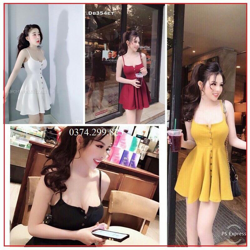 Đầm dáng xòe đính Nút