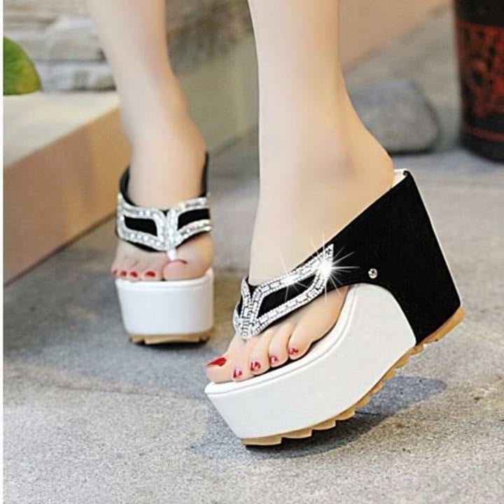 Dép đế xuồng cú mèo đính đá cao cấp