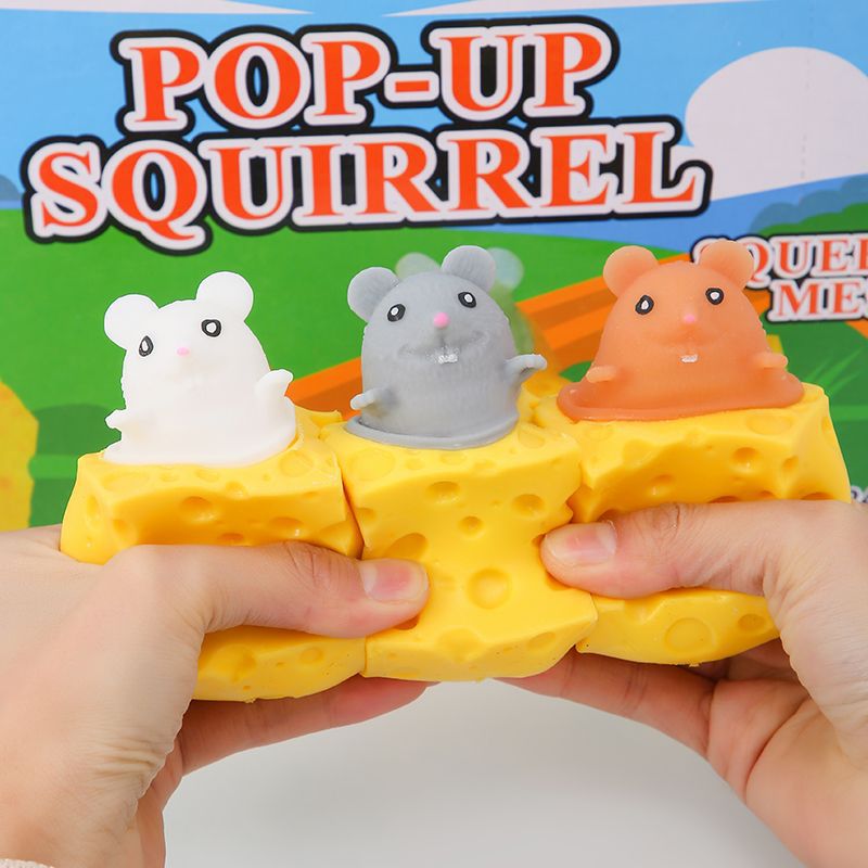 Đồ chơi squishy bóp phô mai chuột siêu dễ thương 4cm