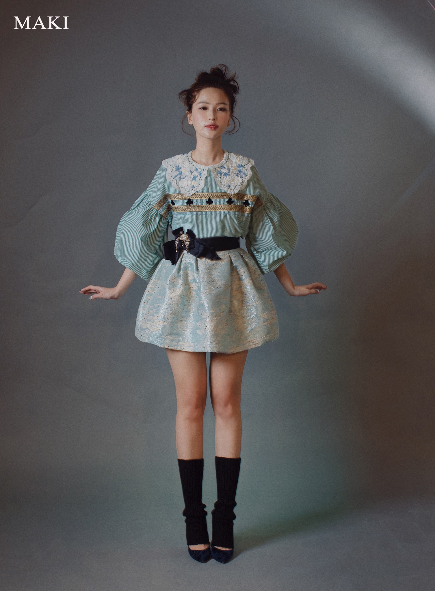 Maki - Magic Top - Embroidered Striped Shirt with Collar