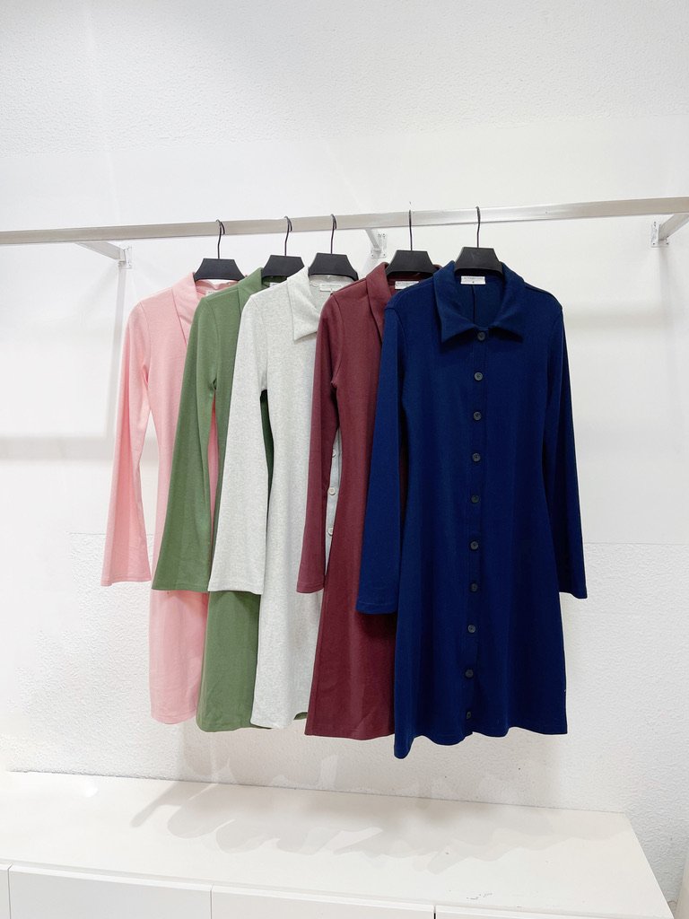 AfterBefore | Đầm thun gân cotton nhiều màu