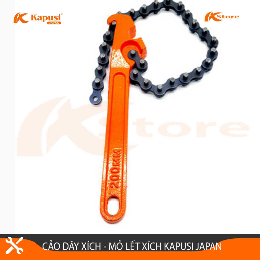 Cảo dây xích 8'' - mỏ lết xích kapusi japan, cảo mở nắp dầu nhớt bằng dây xích 8inch