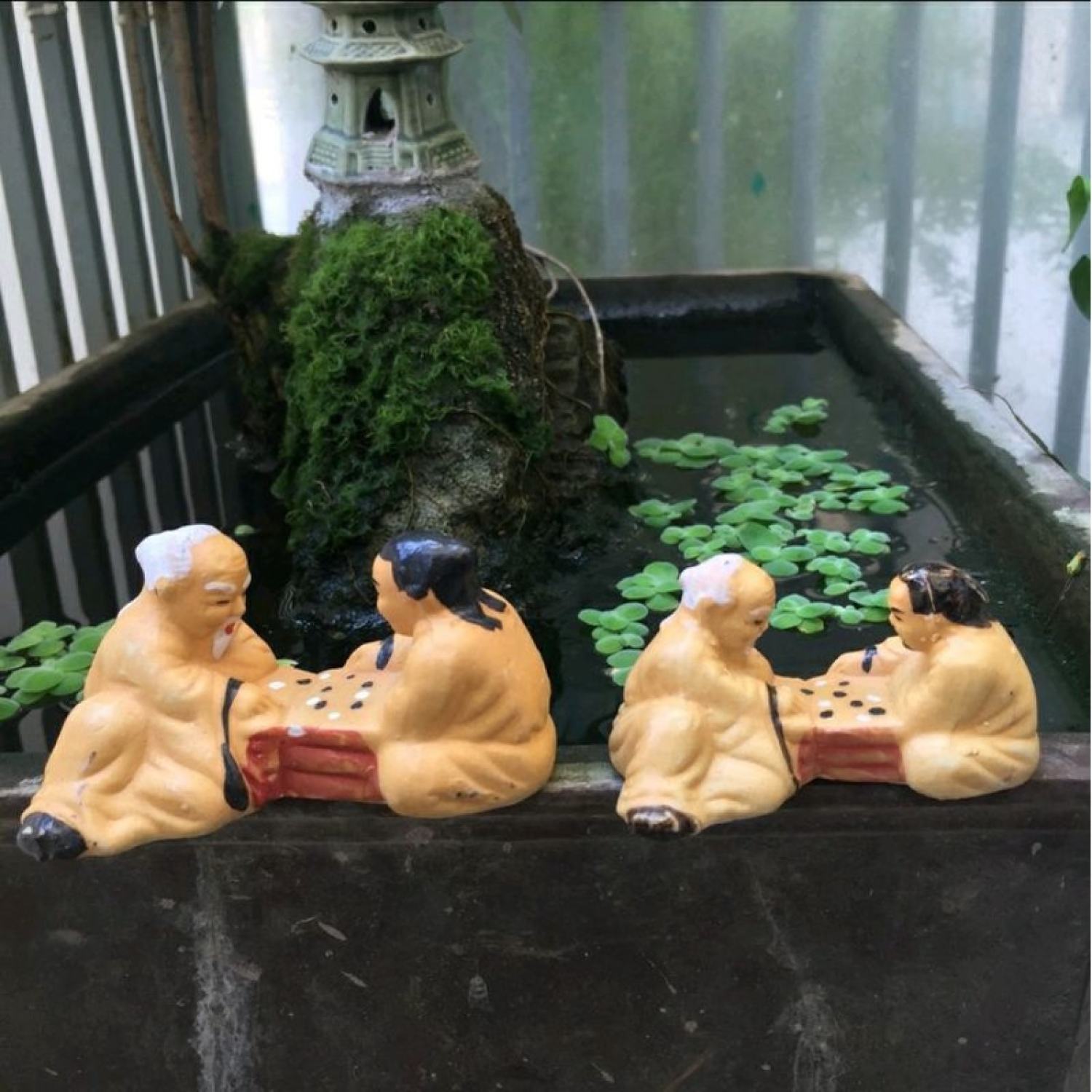 [ Chọn size] Ông Lão Đánh Cờ Trang Trí Hồ Cá, Bể Cá-Hòn Non Bộ