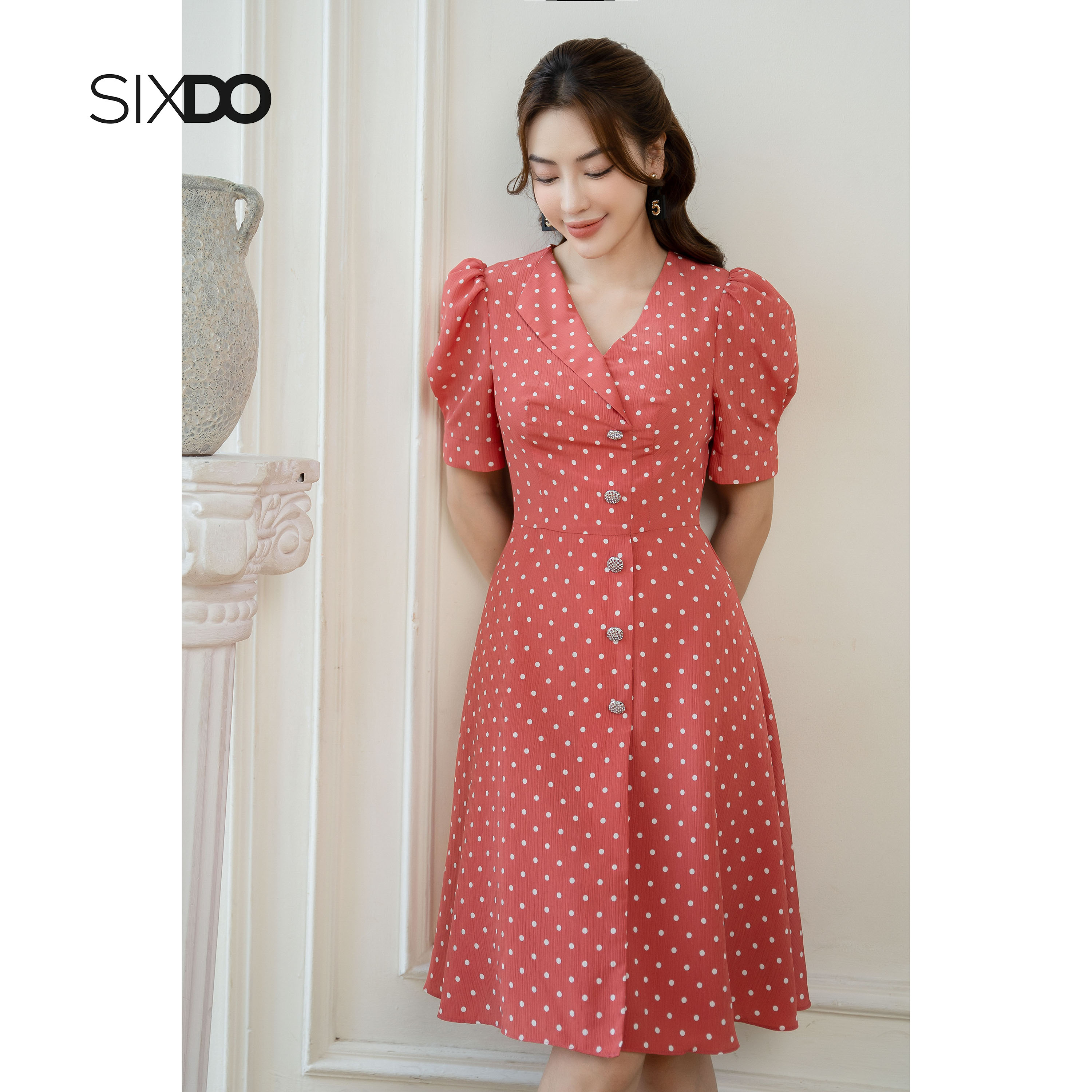 Đầm dệt thoi ngắn tay SIXDO (Mini Woven Dress)